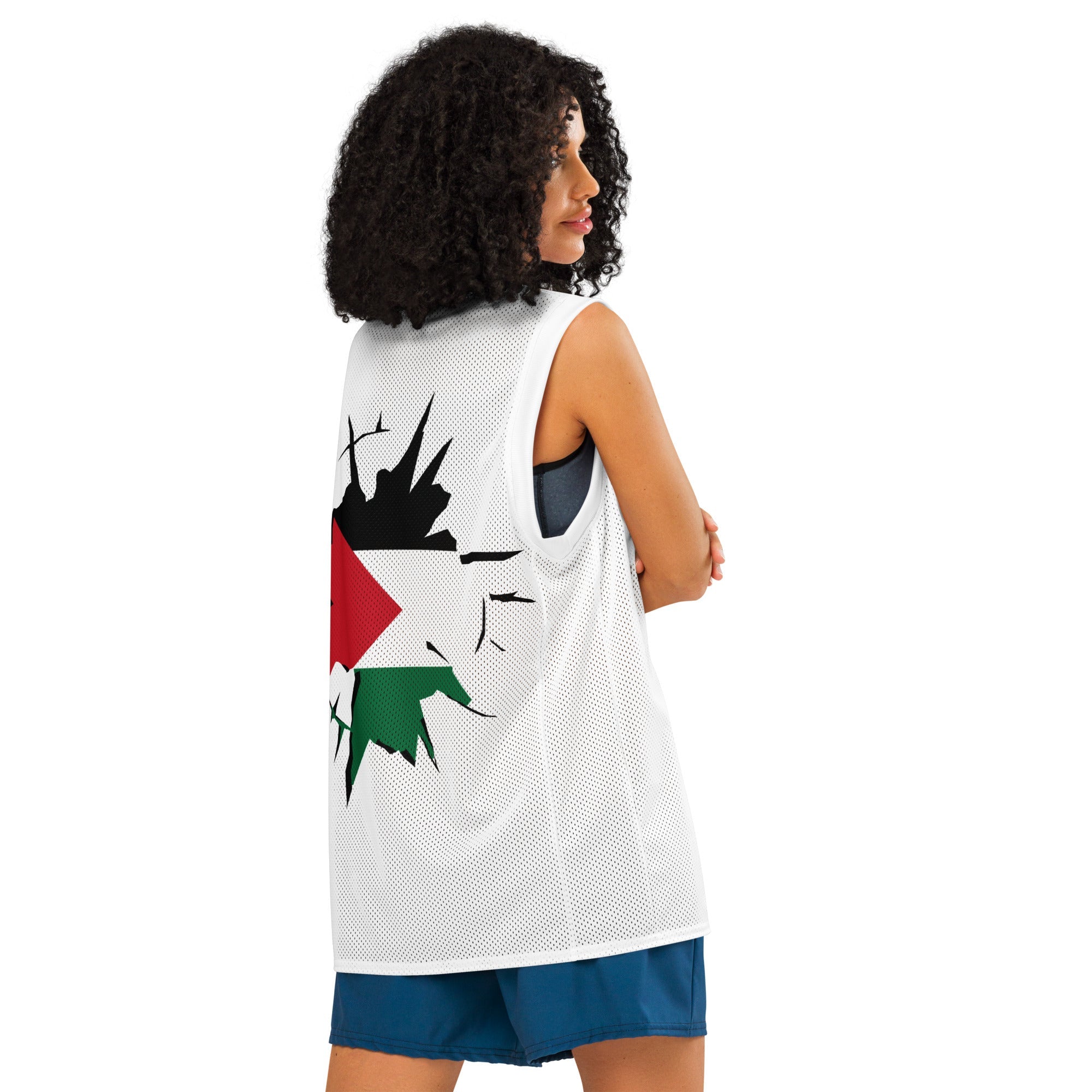 Palestine Flag (White) Premium Sport Jersey Tank Top - Conscious Apparel Store