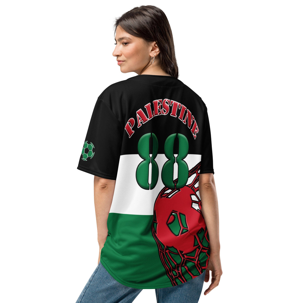 Palestine Football Themed Button-Down Sport Jersey - Conscious Apparel Store