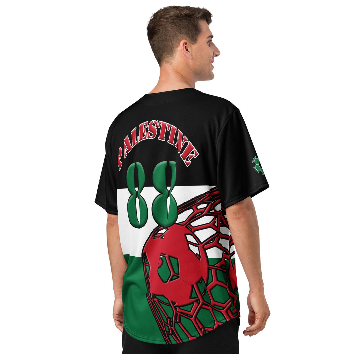 Palestine Football Themed Button-Down Sport Jersey - Conscious Apparel Store