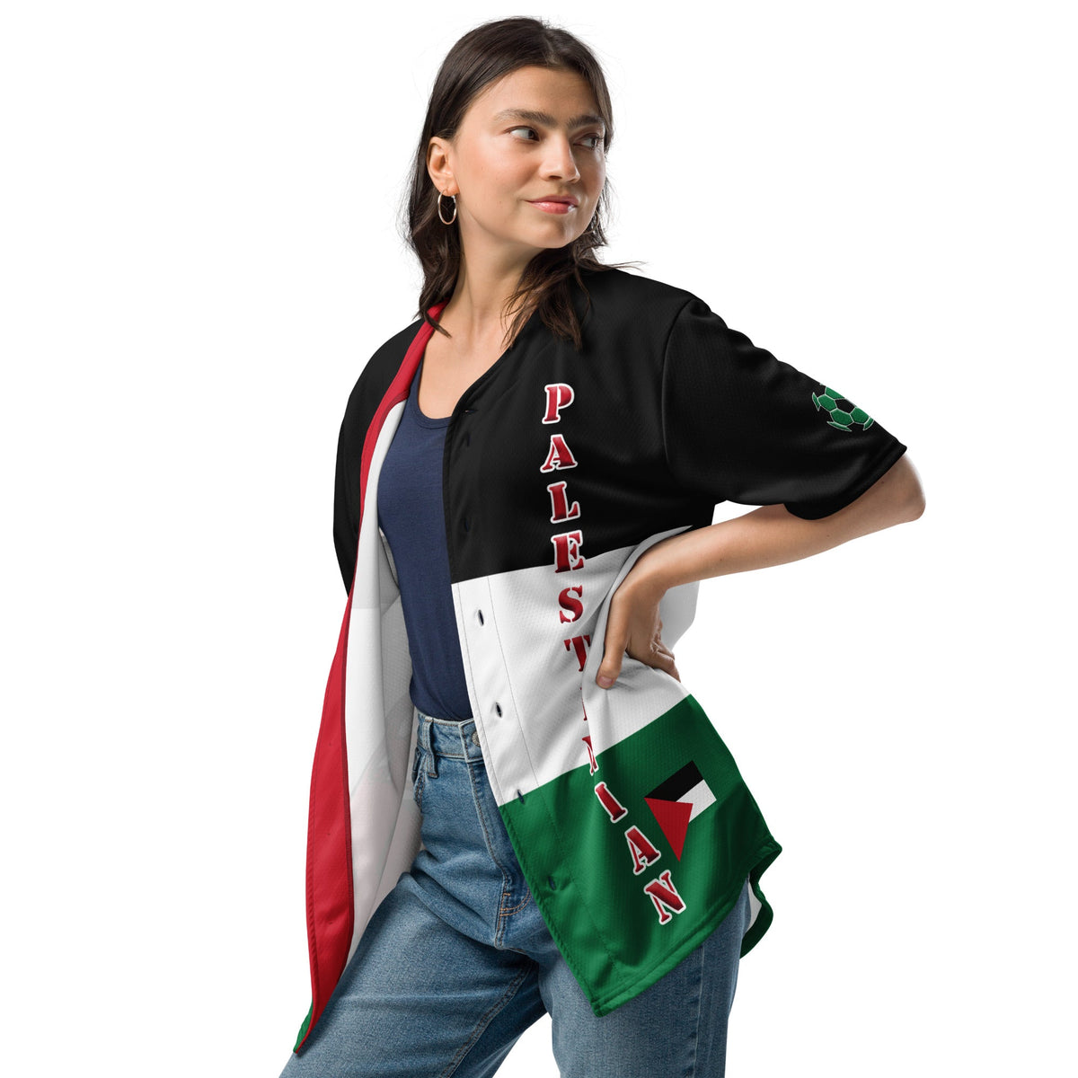Palestine Football Themed Button-Down Sport Jersey - Conscious Apparel Store