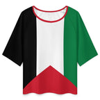 Palestine Women’s Loose Half-Sleeve Boat Neck T-Shirt - Conscious Apparel Store