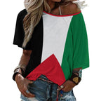 Palestine Women’s Loose Half-Sleeve Boat Neck T-Shirt - Conscious Apparel Store