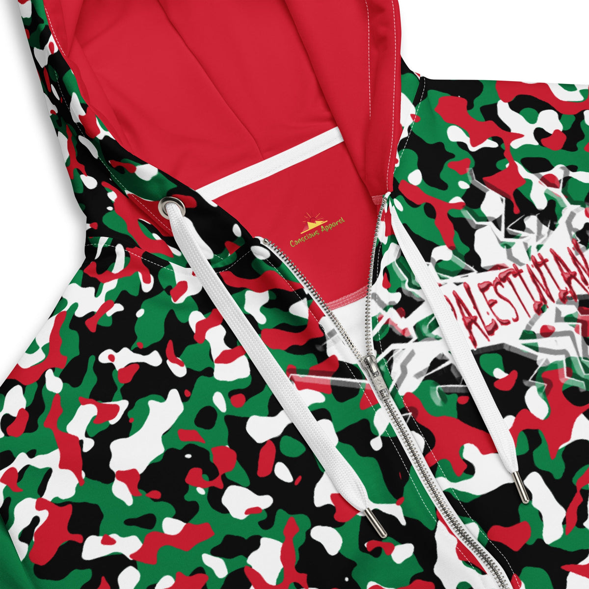 Palestinian Flag Camo Unisex zip hoodie - Conscious Apparel Store