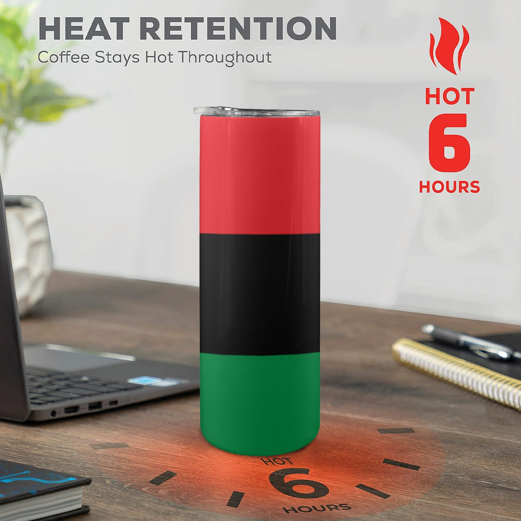 Pan African Flag 20oz Tall Skinny Tumbler with Lid and Straw - Conscious Apparel Store
