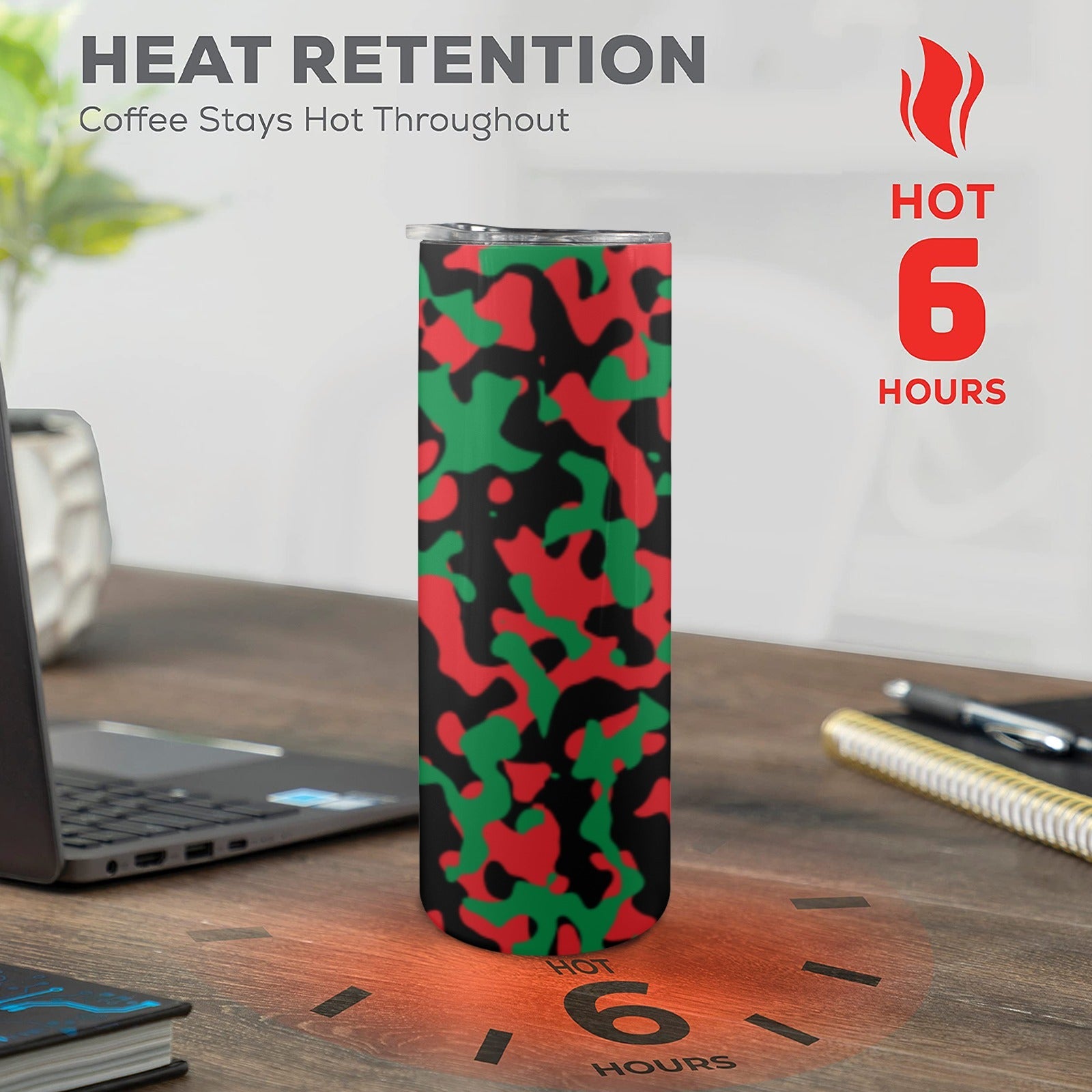 Pan African Flag 20oz Tall Skinny Tumbler with Lid and Straw - Conscious Apparel Store