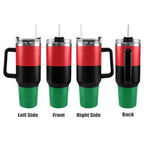 Pan African Flag 40oz Tumbler with Black Handle - Conscious Apparel Store
