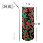 Pan African Flag Camo 20oz Tall Skinny Tumbler with Lid and Straw - Conscious Apparel Store