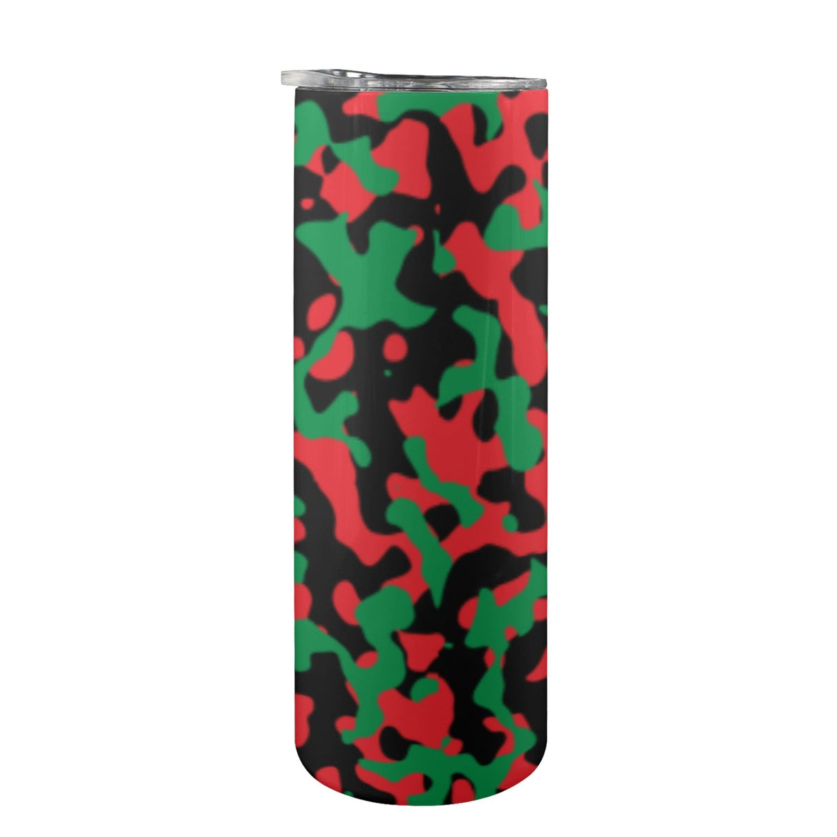 Pan African Flag Camo 20oz Tall Skinny Tumbler with Lid and Straw - Conscious Apparel Store