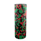 Pan African Flag Camo 20oz Tall Skinny Tumbler with Lid and Straw - Conscious Apparel Store