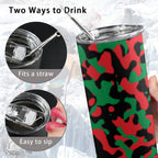 Pan African Flag Camo 20oz Tall Skinny Tumbler with Lid and Straw - Conscious Apparel Store