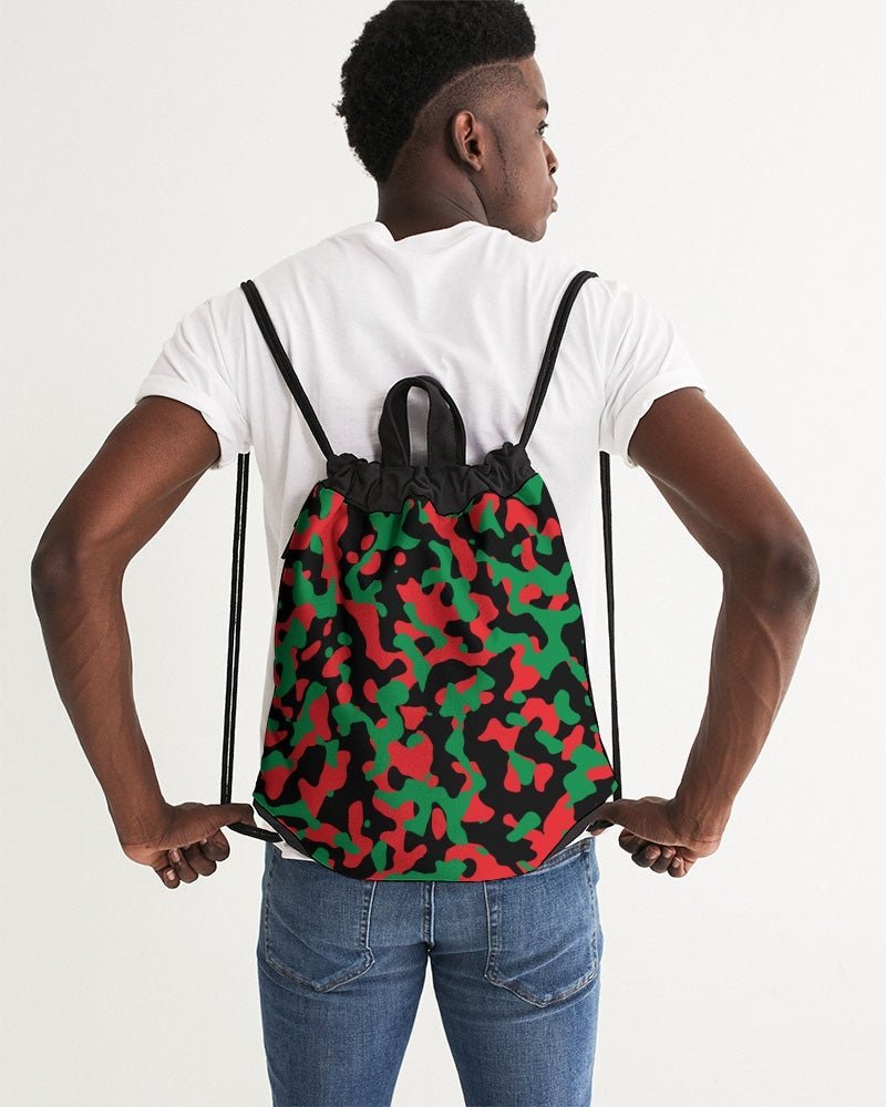 Pan African Flag Camo Canvas Drawstring Bag - Conscious Apparel Store