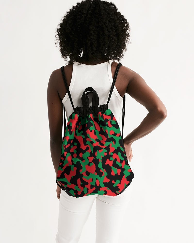 Pan African Flag Camo Canvas Drawstring Bag - Conscious Apparel Store