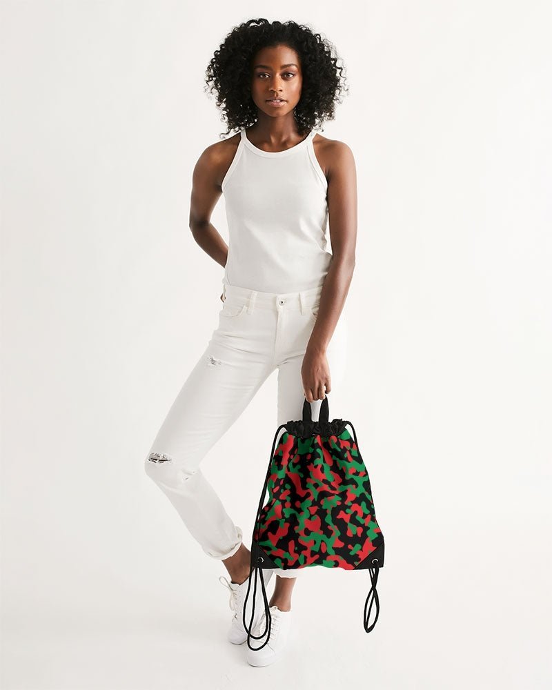 Pan African Flag Camo Canvas Drawstring Bag - Conscious Apparel Store
