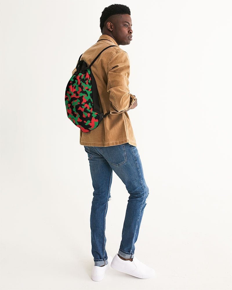 Pan African Flag Camo Canvas Drawstring Bag - Conscious Apparel Store
