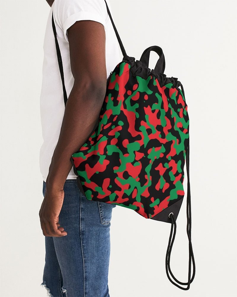 Pan African Flag Camo Canvas Drawstring Bag - Conscious Apparel Store