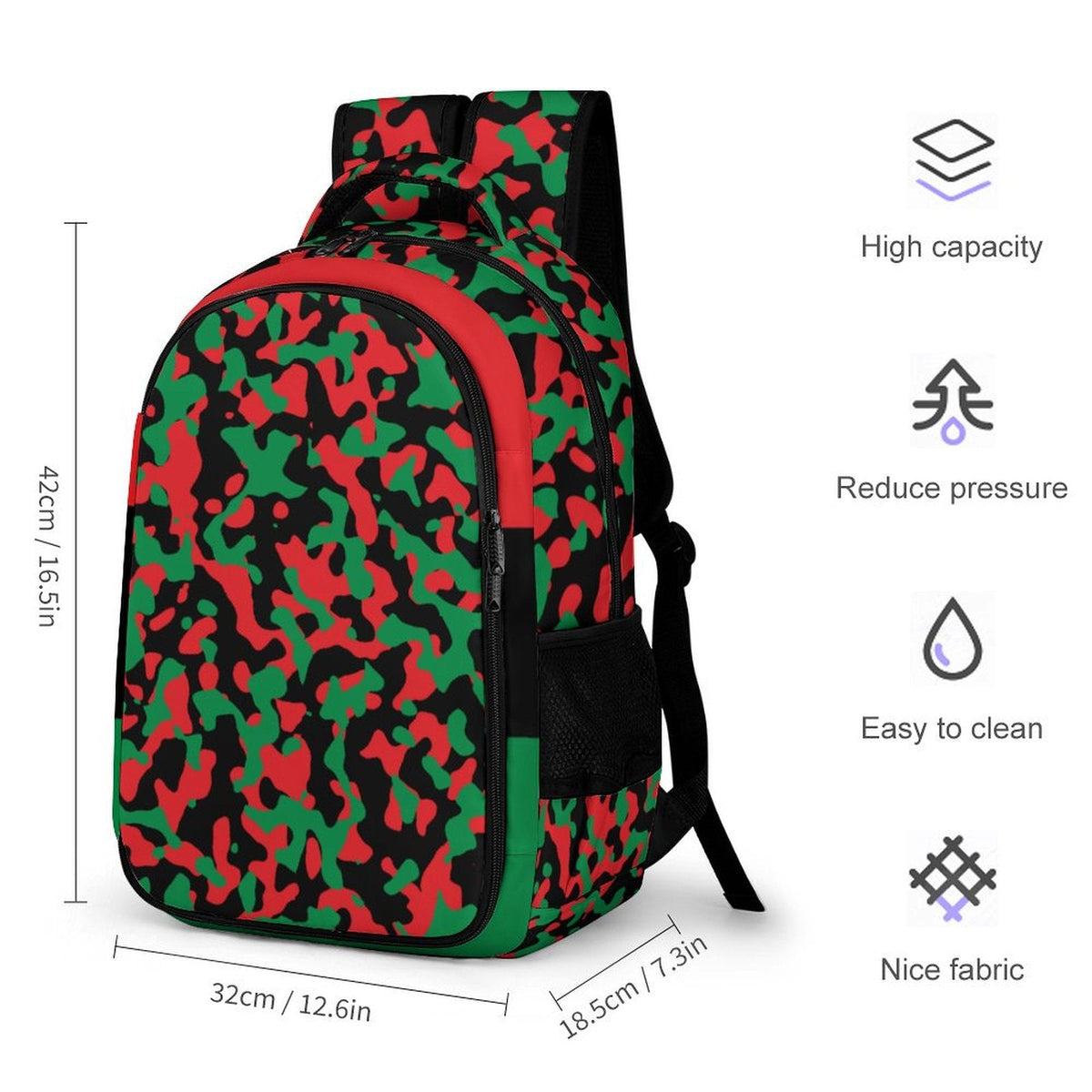 Pan African Flag Camo Casual Backpack - Conscious Apparel Store
