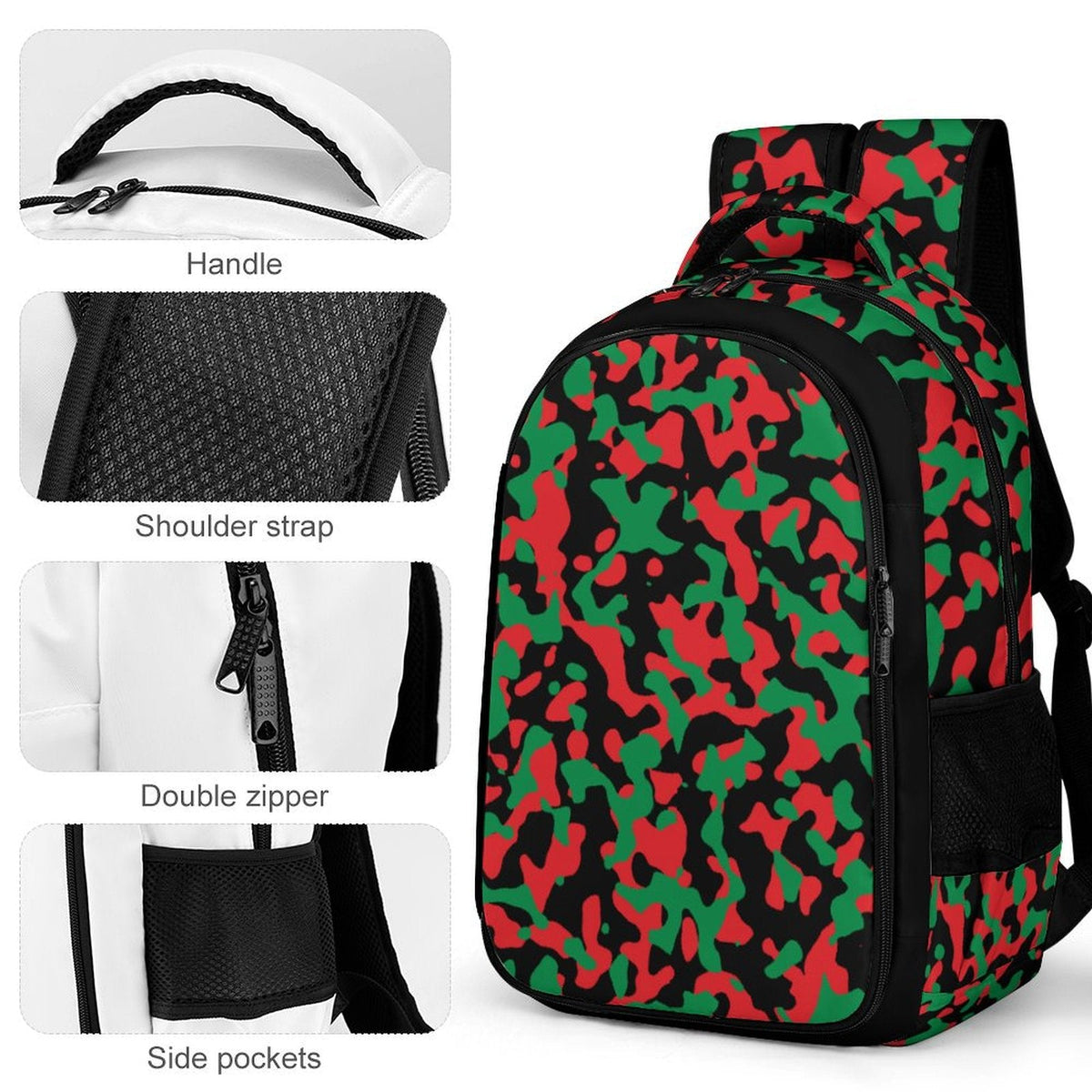 Pan African Flag Camo Casual Backpack - Conscious Apparel Store