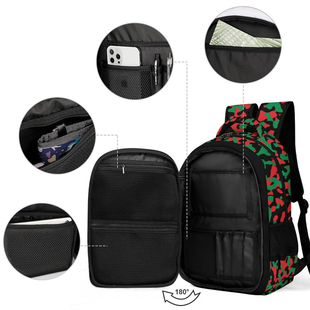 Pan African Flag Camo Casual Backpack - Conscious Apparel Store