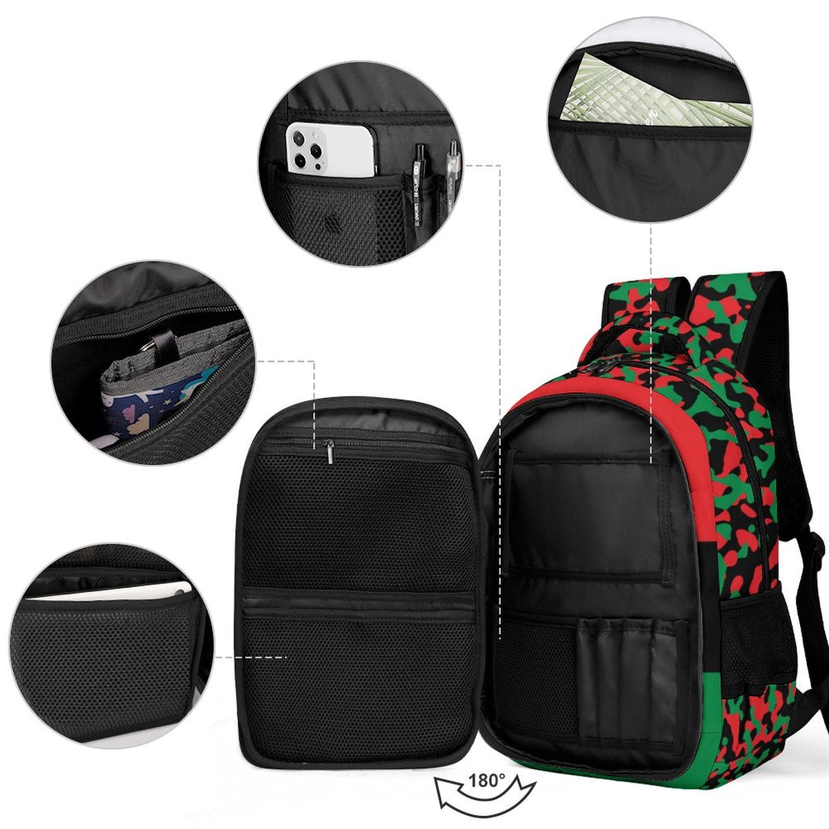 Pan African Flag Camo Casual Backpack - Conscious Apparel Store