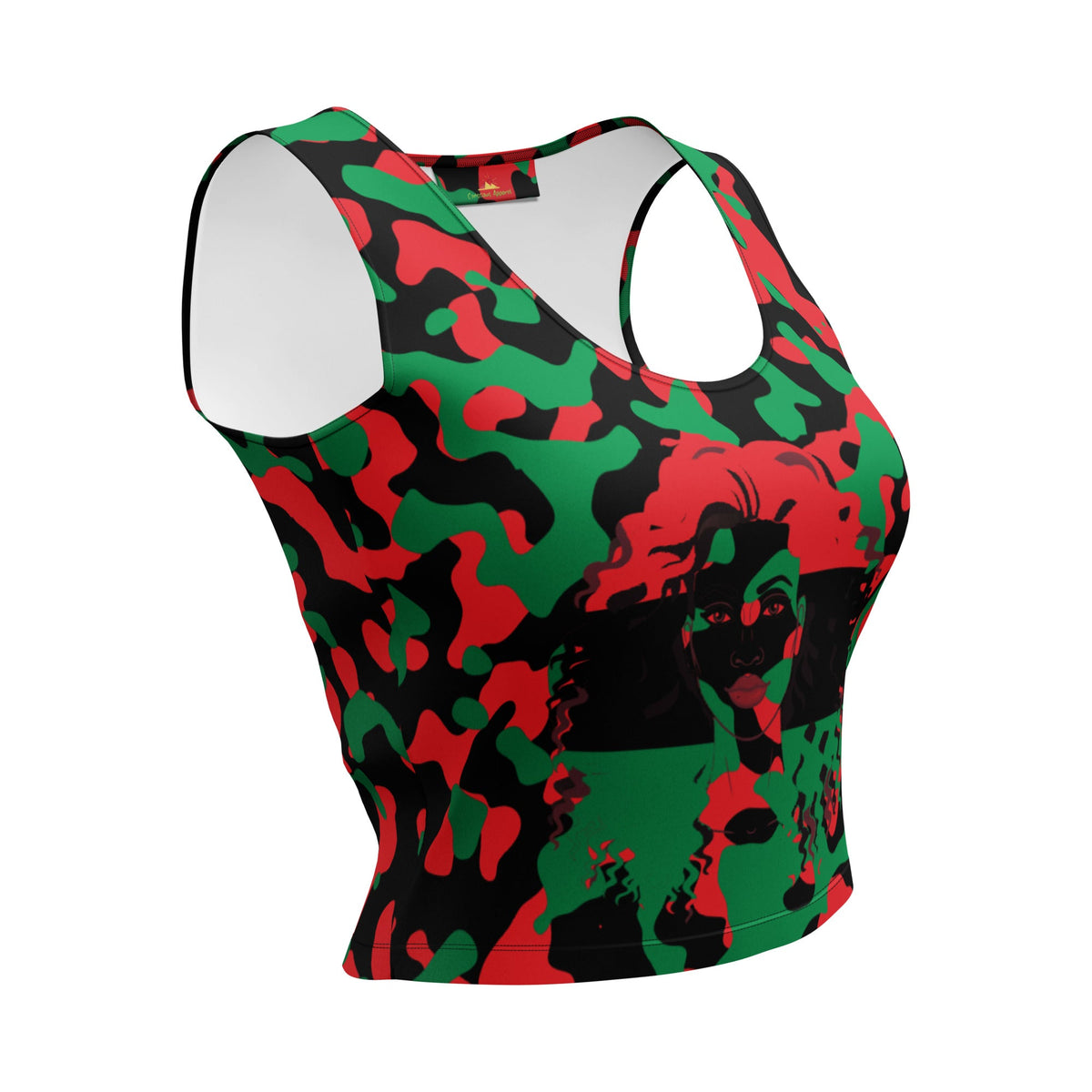 Pan African Flag Camo Crop Top - Conscious Apparel Store