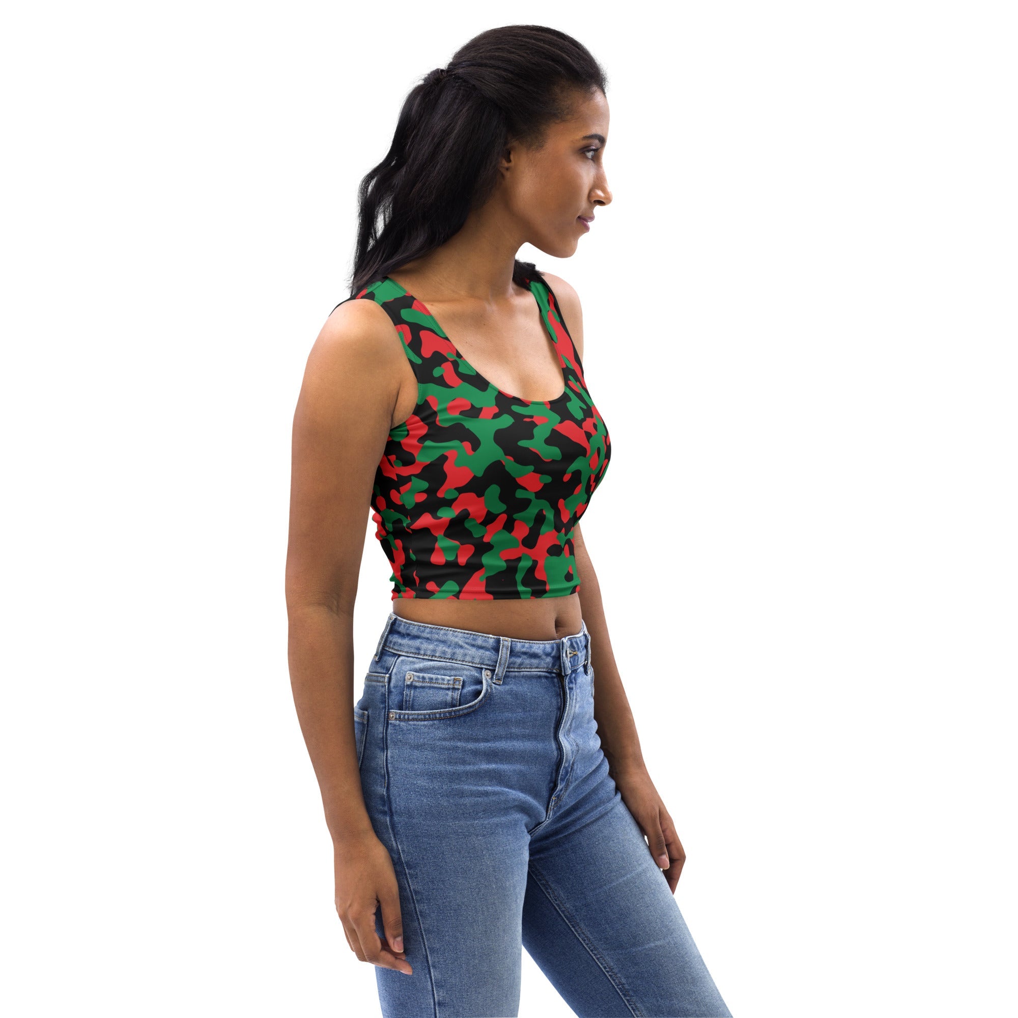 Pan African Flag Camo Crop Top - Conscious Apparel Store