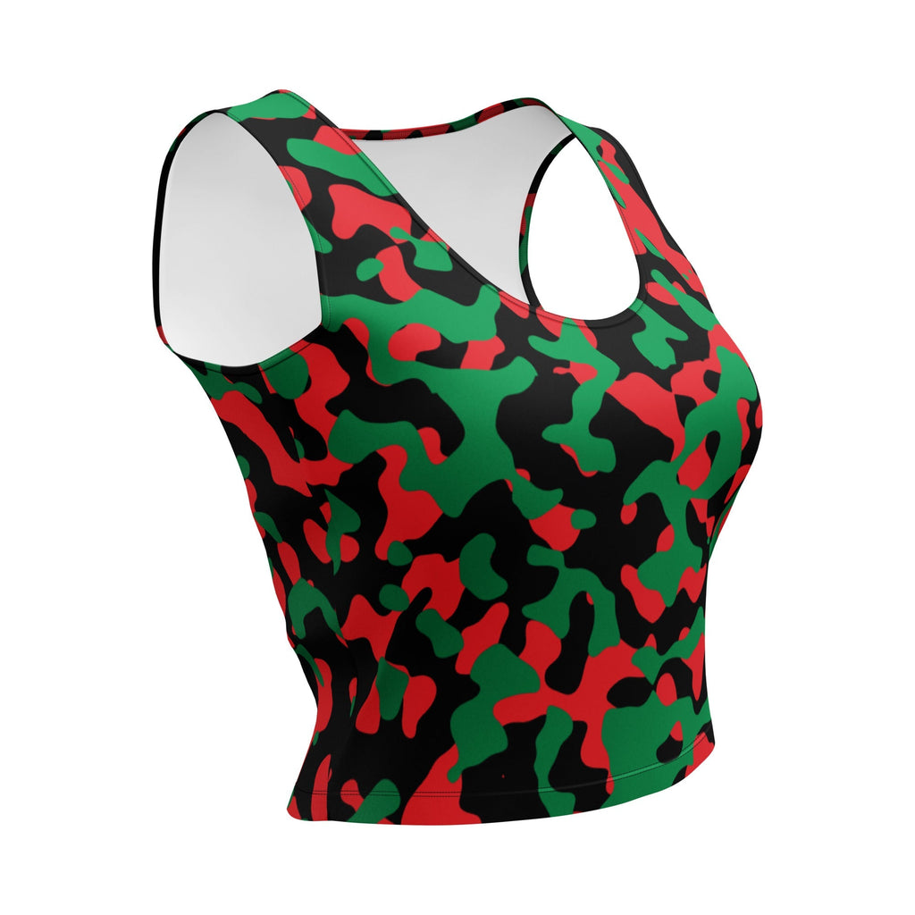 Pan African Flag Camo Crop Top - Conscious Apparel Store