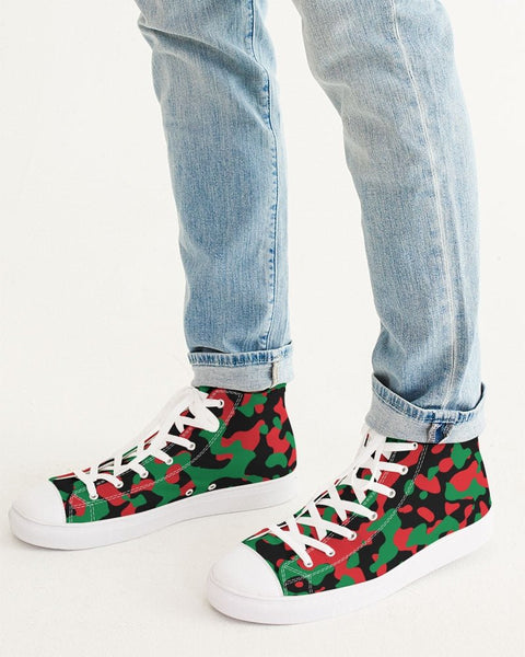 Pan African Flag Camo Men's Hightop Canvas Shoe - Conscious Apparel Store