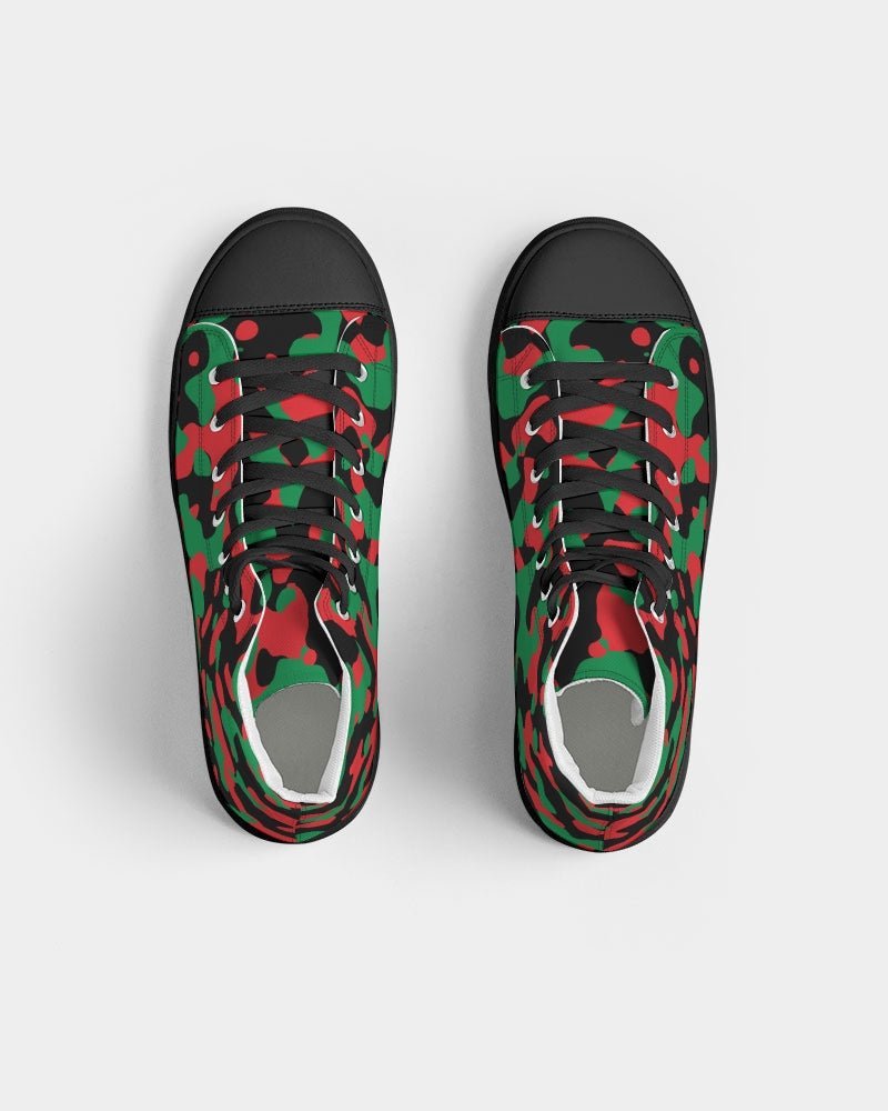 Pan African Flag Camo Men's Hightop Canvas Shoe - Black - Conscious Apparel Store