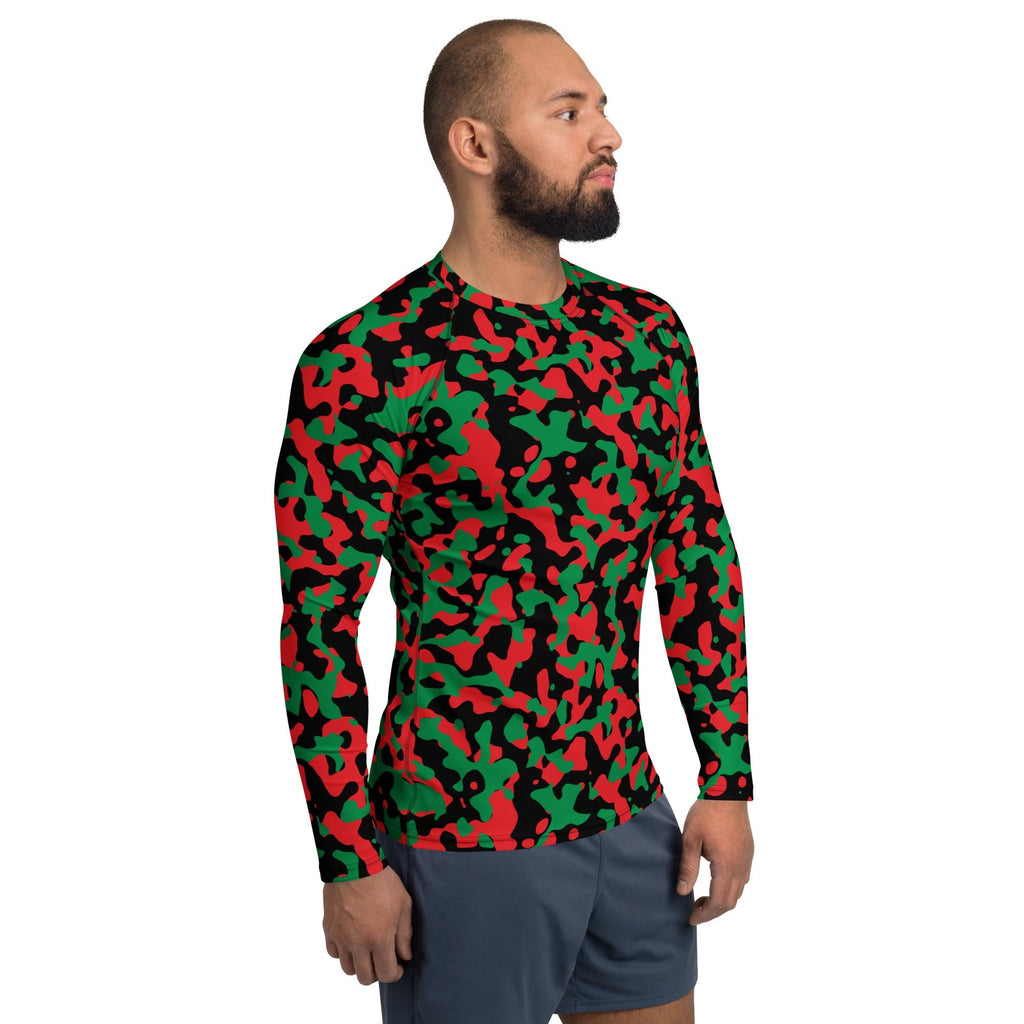 Pan African Flag Camo Men's Rash Guard - Conscious Apparel Store