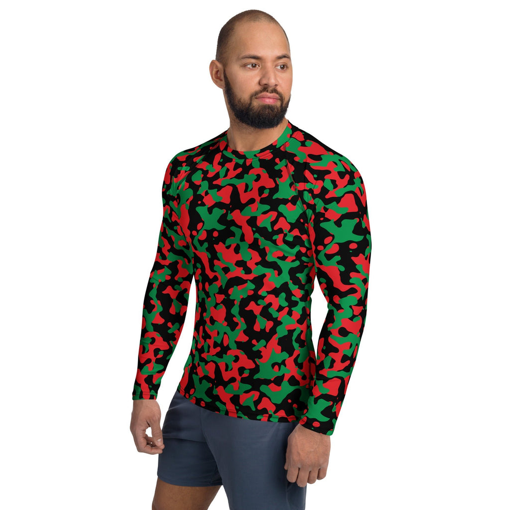 Pan African Flag Camo Men's Rash Guard - Conscious Apparel Store