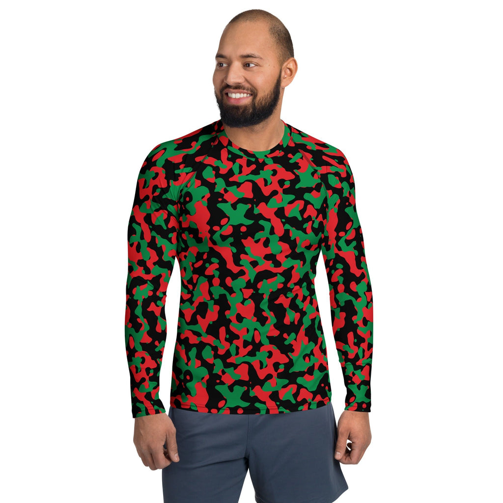 Pan African Flag Camo Men's Rash Guard - Conscious Apparel Store