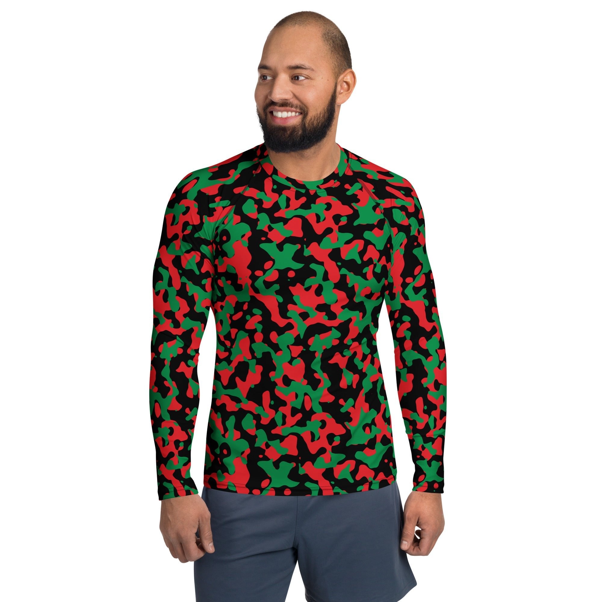 Pan African Flag Camo Men's Rash Guard - Conscious Apparel Store