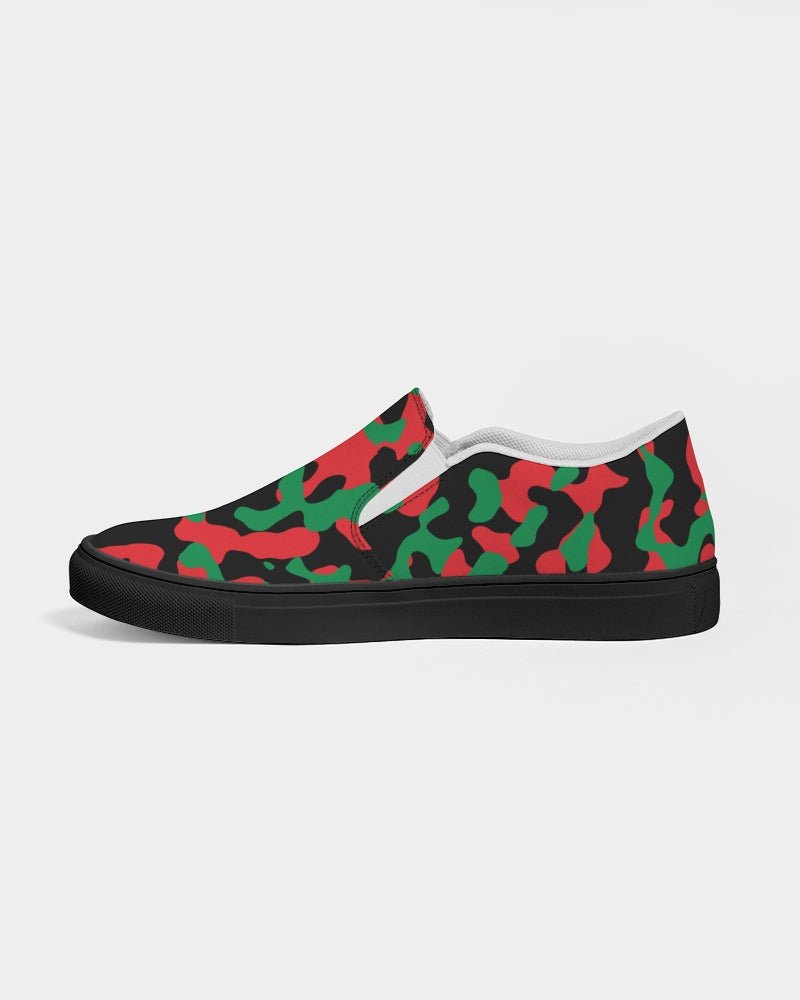 Pan African Flag Camo Men's Slip - On Canvas Shoe - Black - Conscious Apparel Store