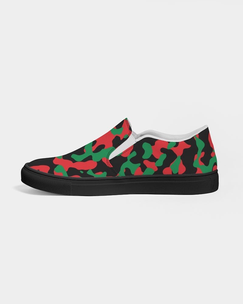 Pan African Flag Camo Men's Slip-On Canvas Shoe - Black - Conscious Apparel Store