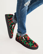 Pan African Flag Camo Men's Slip-On Canvas Shoe - Black - Conscious Apparel Store