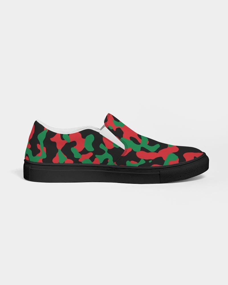 Pan African Flag Camo Men's Slip-On Canvas Shoe - Black - Conscious Apparel Store