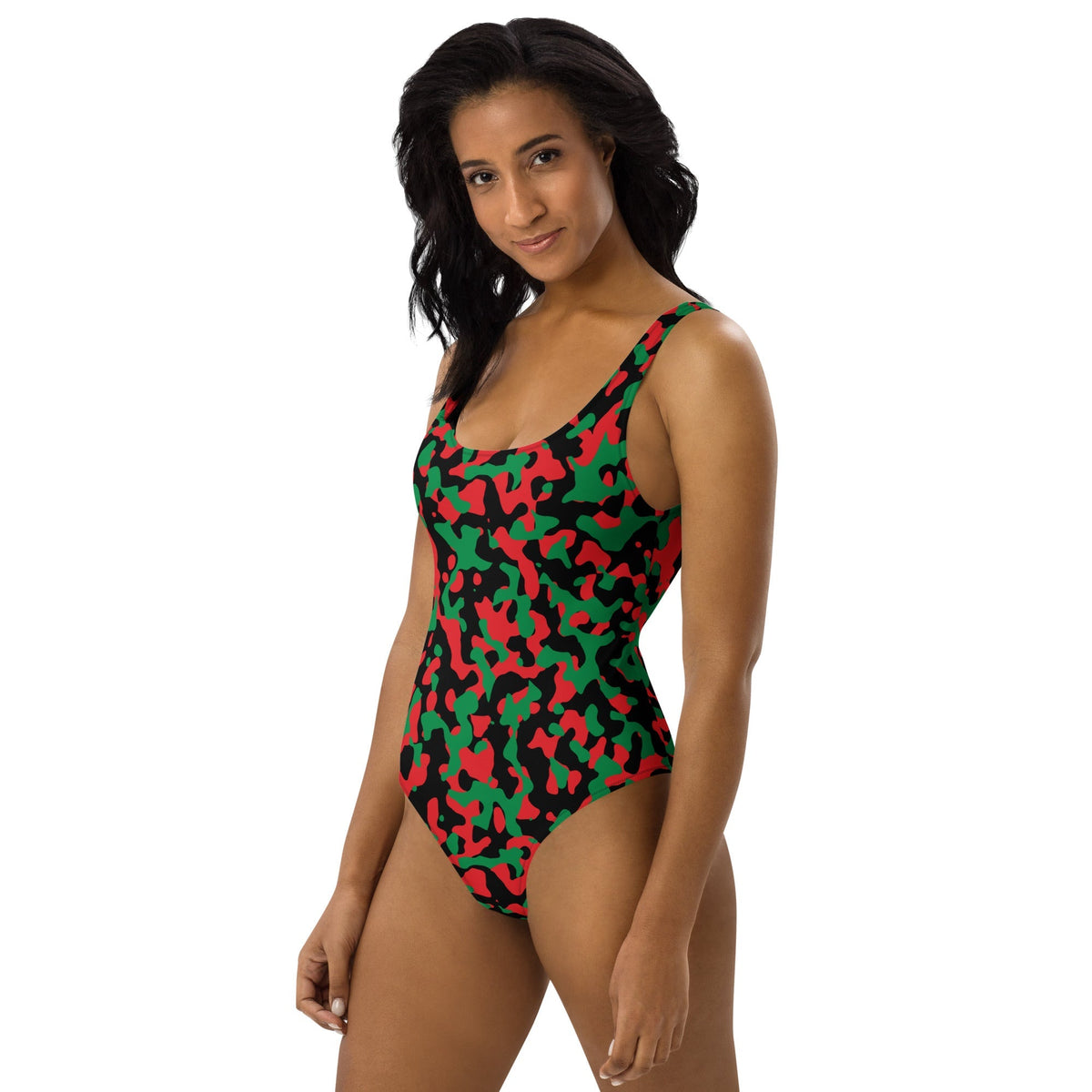 Pan African Flag Camo One-Piece Swimsuit - Conscious Apparel Store