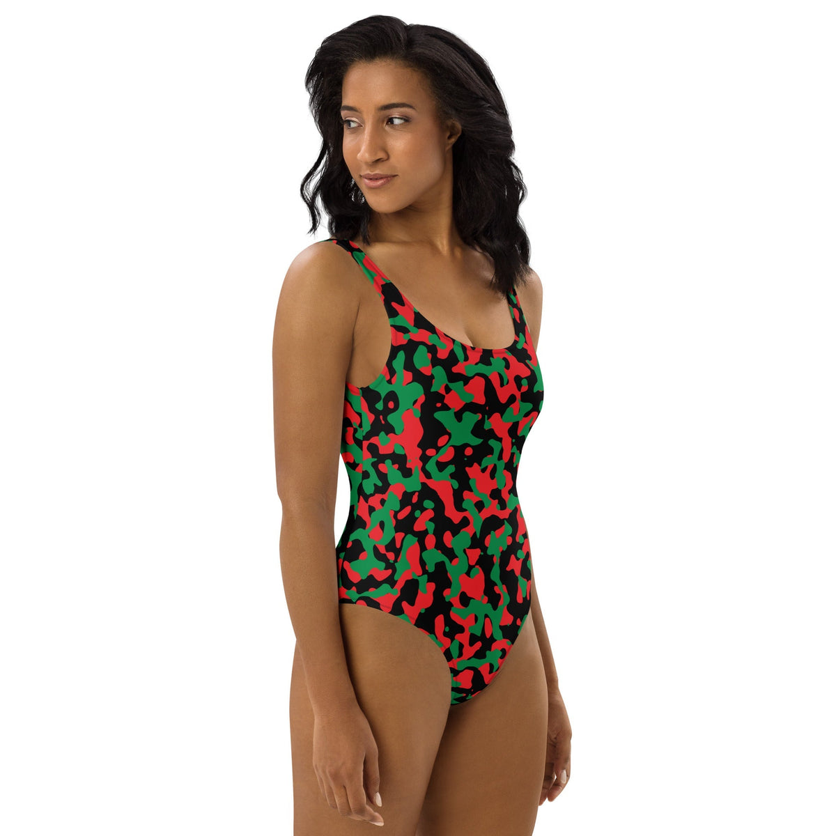 Pan African Flag Camo One-Piece Swimsuit - Conscious Apparel Store