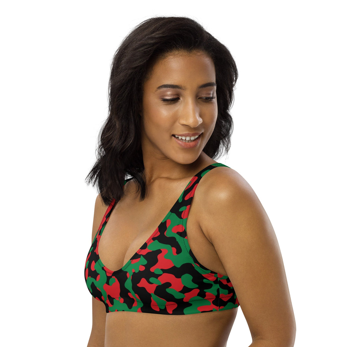 Pan African Flag Camo padded bikini top - Conscious Apparel Store