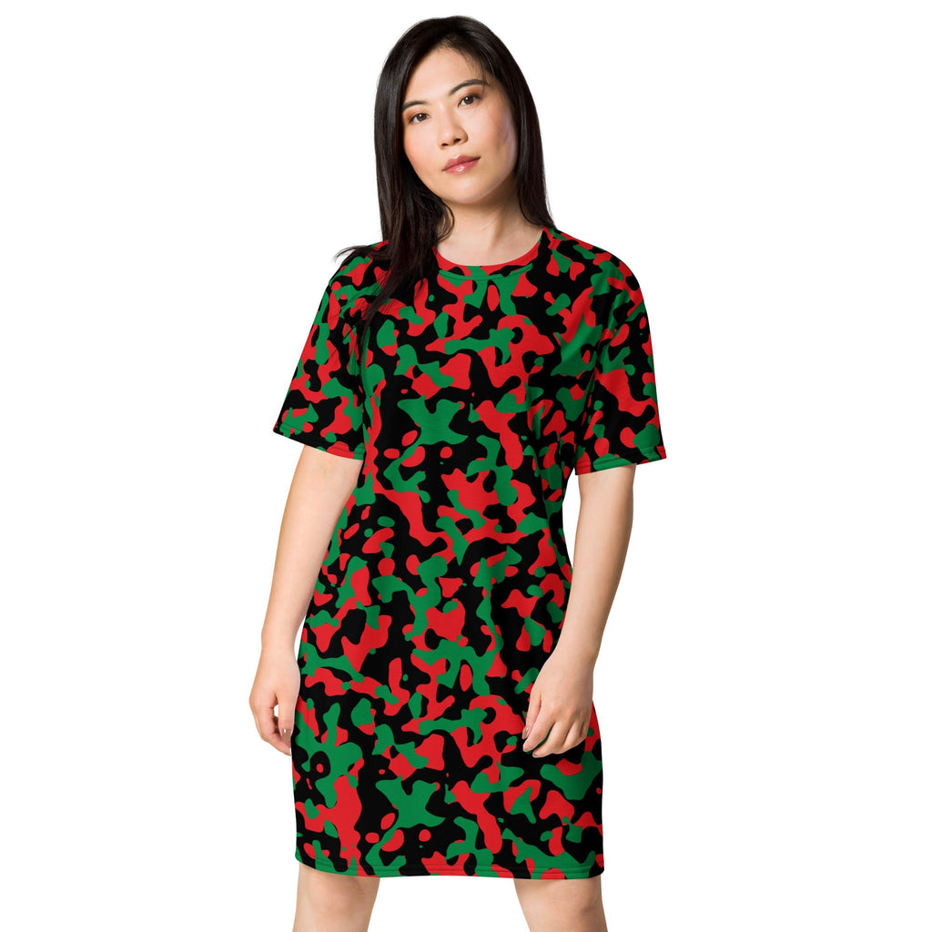 Pan African Flag Camo T-shirt dress - Conscious Apparel Store