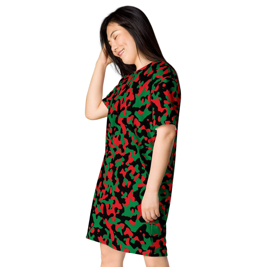 Pan African Flag Camo T-shirt dress - Conscious Apparel Store