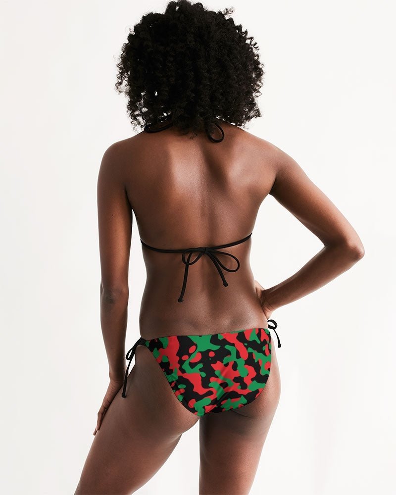 Pan African Flag Camo Triangle String Bikini - Conscious Apparel Store
