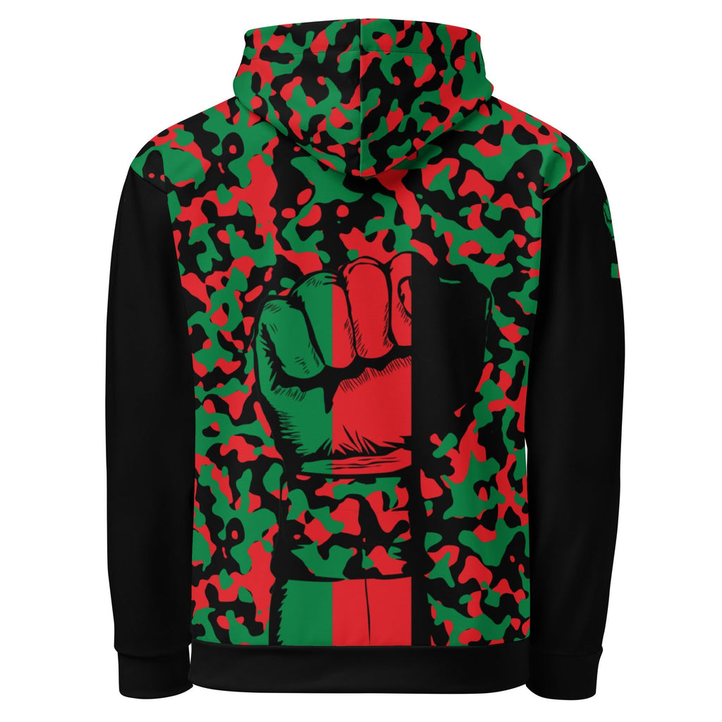 Pan African Flag Camo Unisex Pullover Hoodie - Conscious Apparel Store