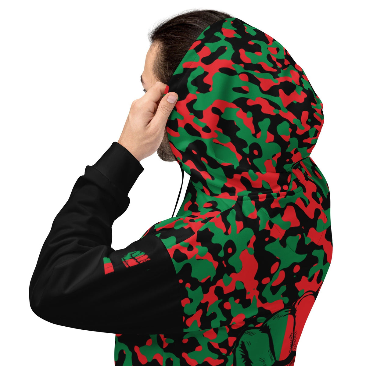 Pan African Flag Camo Unisex Pullover Hoodie - Conscious Apparel Store
