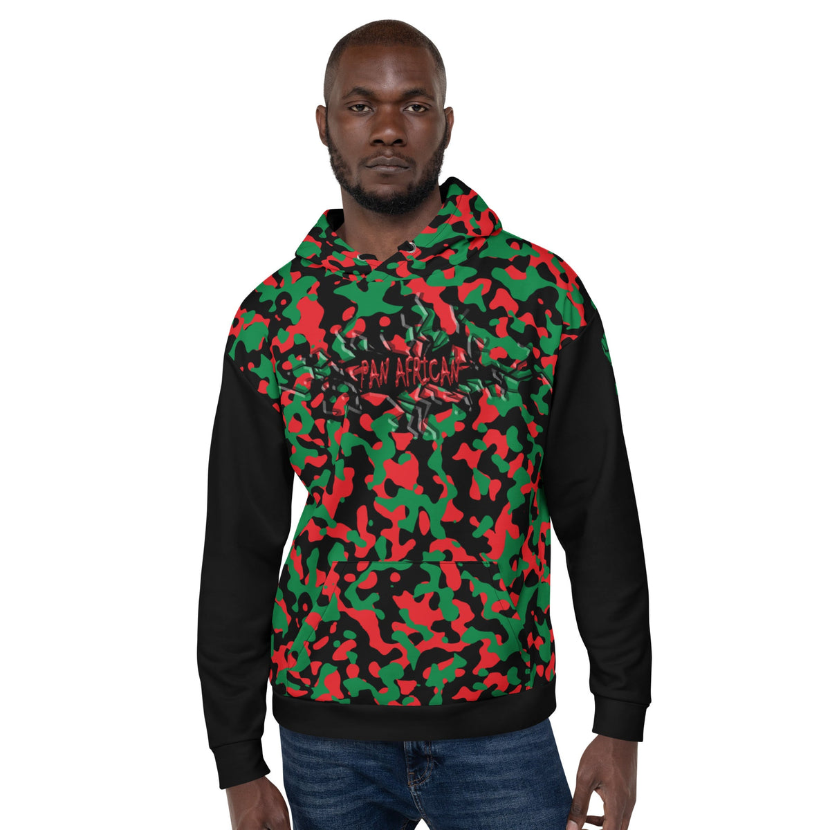 Pan African Flag Camo Unisex Pullover Hoodie - Conscious Apparel Store