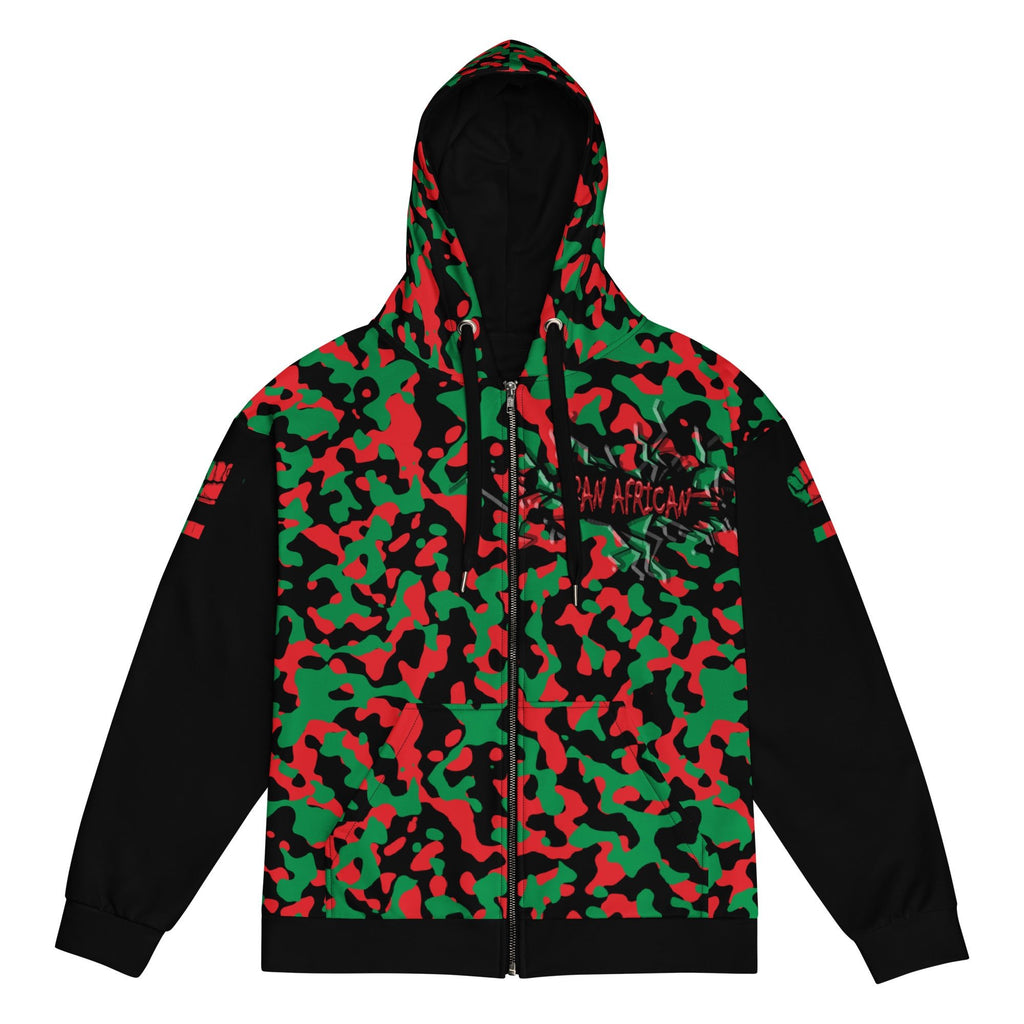 Pan African Flag Camo Unisex zip hoodie - Conscious Apparel Store