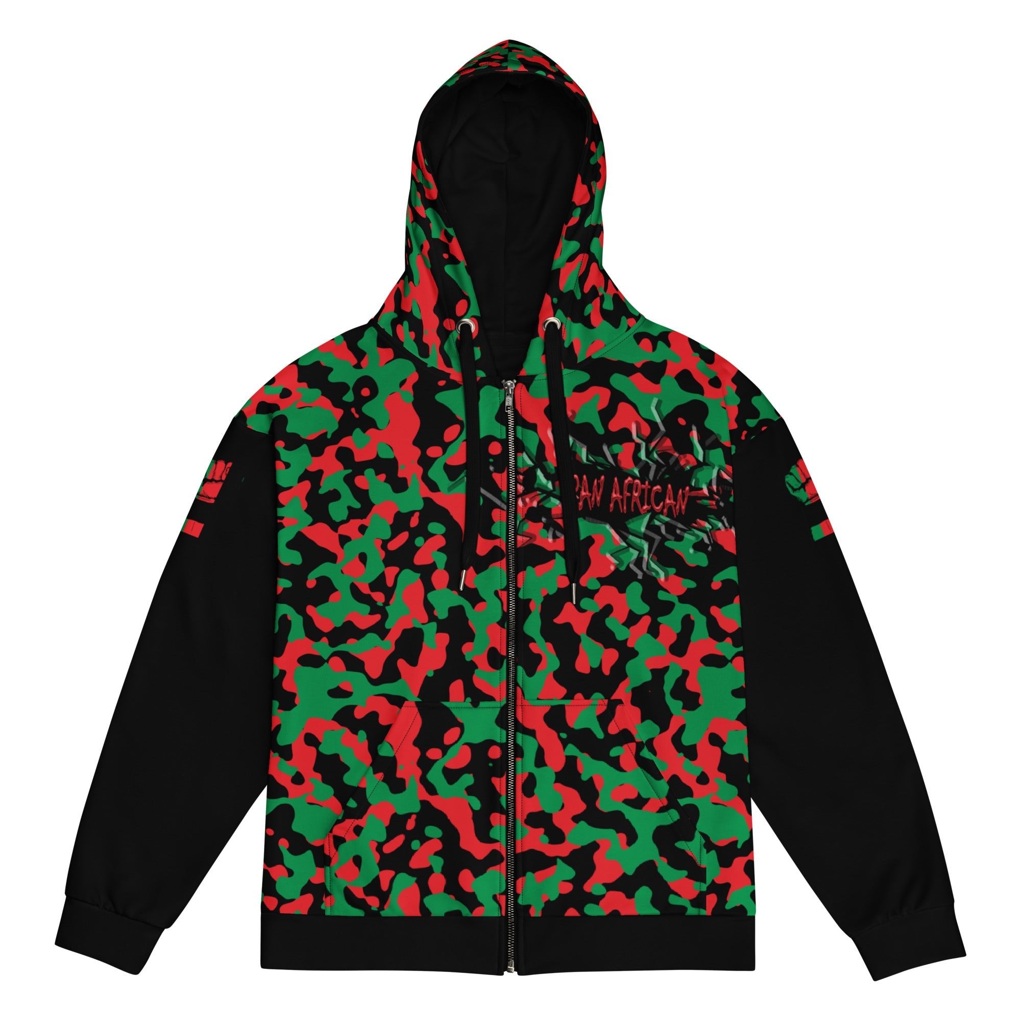 Pan African Flag Camo Unisex zip hoodie - Conscious Apparel Store