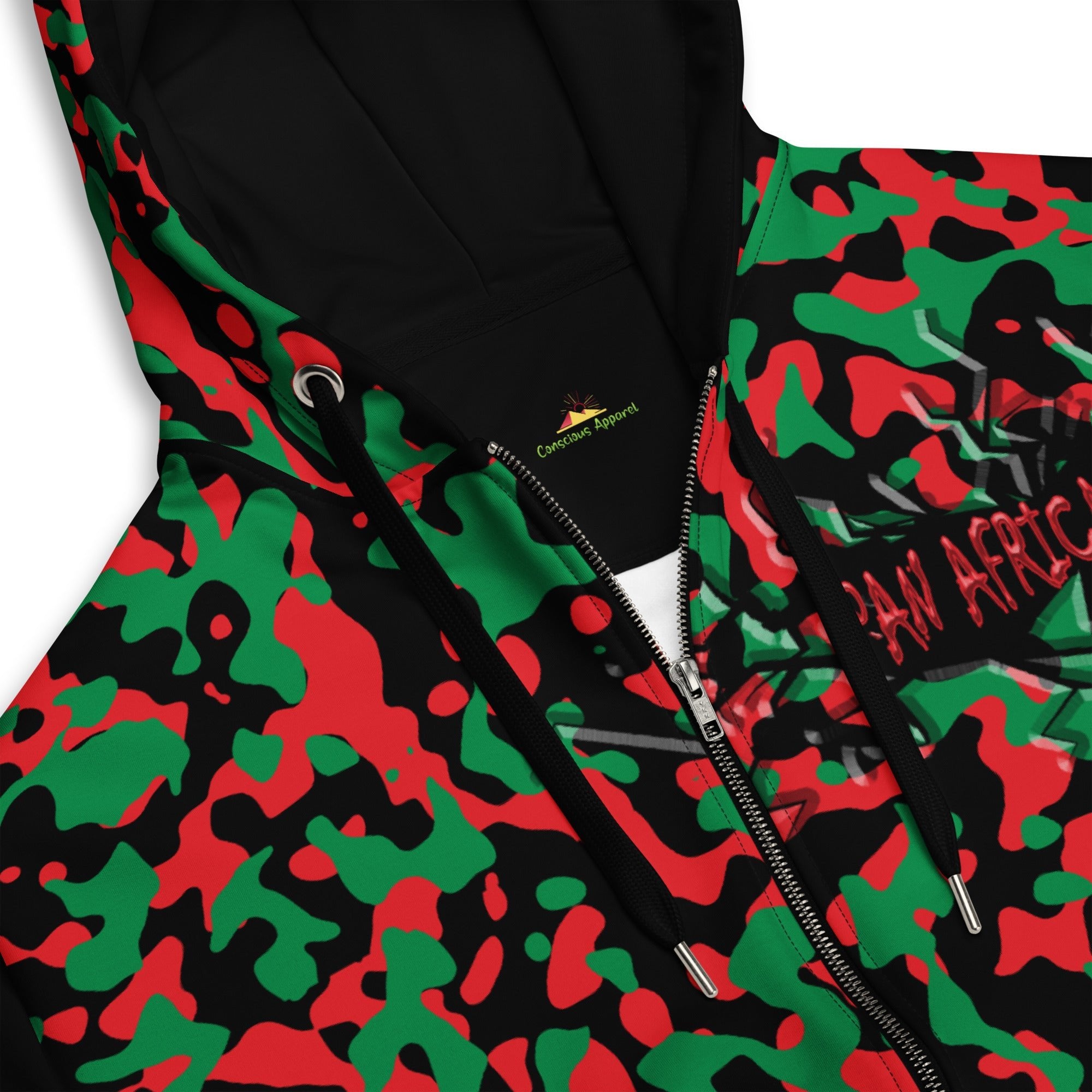 Pan African Flag Camo Unisex zip hoodie - Conscious Apparel Store