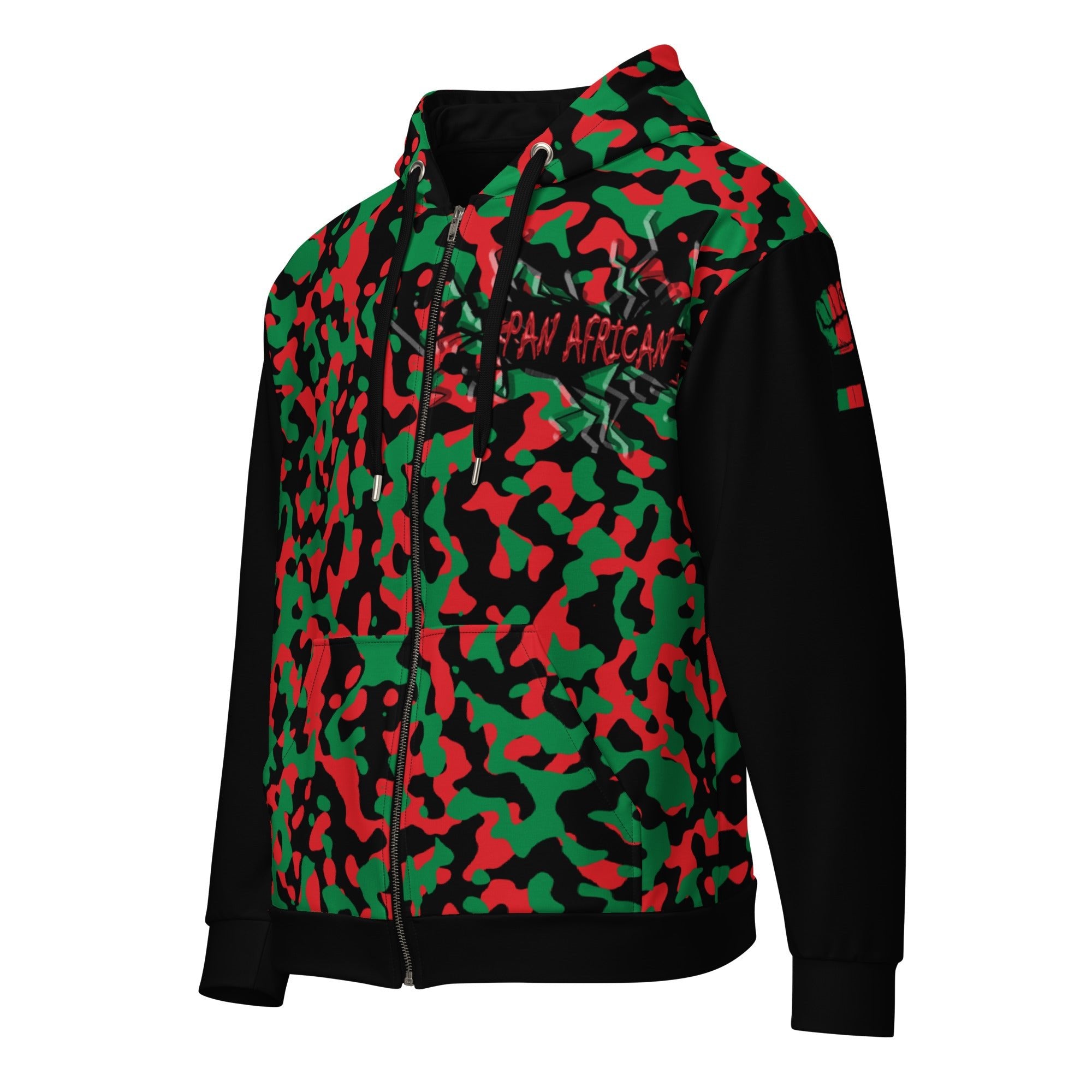 Pan African Flag Camo Unisex zip hoodie - Conscious Apparel Store