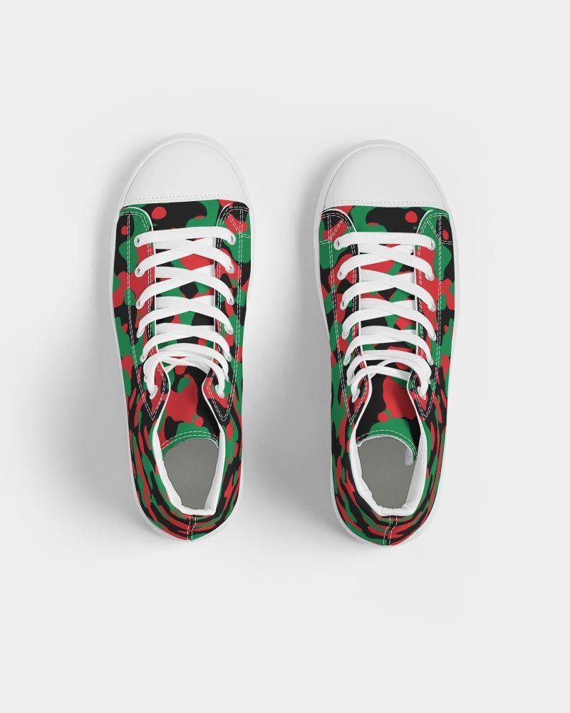 Pan African Flag Camo Women's Hightop Canvas Shoe - Conscious Apparel Store